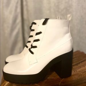 white platform booties